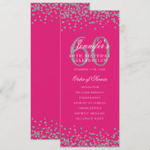 Elegant 60e verjaardag programma Zilver Hot Pink (Voorkant / Achterkant)