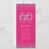 Elegant 60e verjaardag programma Zilver Hot Pink (Voorkant)