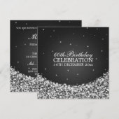 Elegant 60e verjaardag Star Sparkle Black Kaart (Voorkant / Achterkant)