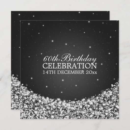 Elegant 60e verjaardag Star Sparkle Black Kaart (Voorkant / Achterkant)