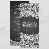 Elegant 60e verjaardag Star Sparkle Black Kaart (Voorkant / Achterkant)