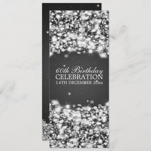 Elegant 60e verjaardag Star Sparkle Black Kaart (Voorkant / Achterkant)