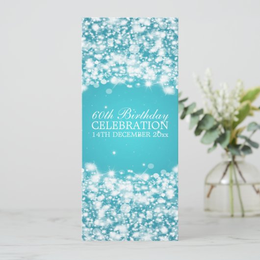 Elegant 60e verjaardag Star Sparkle Blue Kaart (Staand voorkant)