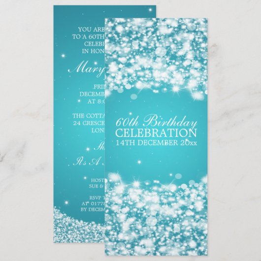 Elegant 60e verjaardag Star Sparkle Blue Kaart (Voorkant / Achterkant)