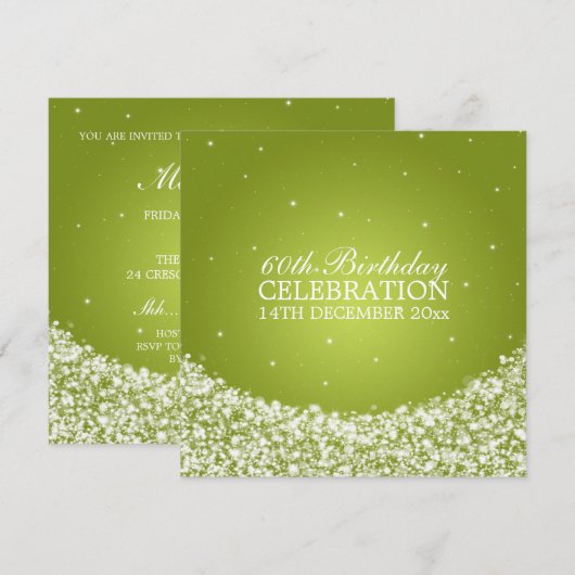 Elegant 60e verjaardag Star Sparkle Limoen Kaart (Voorkant / Achterkant)