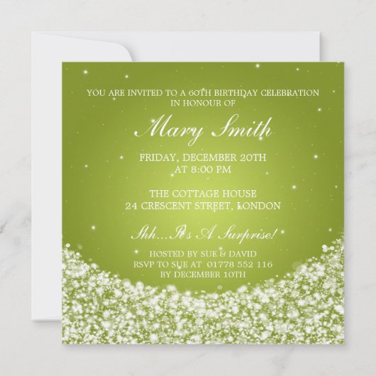 Elegant 60e verjaardag Star Sparkle Limoen Kaart (Achterkant)