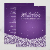 Elegant 60e verjaardag Star Sparkle Paars Kaart (Voorkant / Achterkant)