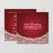 Elegant 60e verjaardag Star Sparkle Red Kaart (Voorkant / Achterkant)