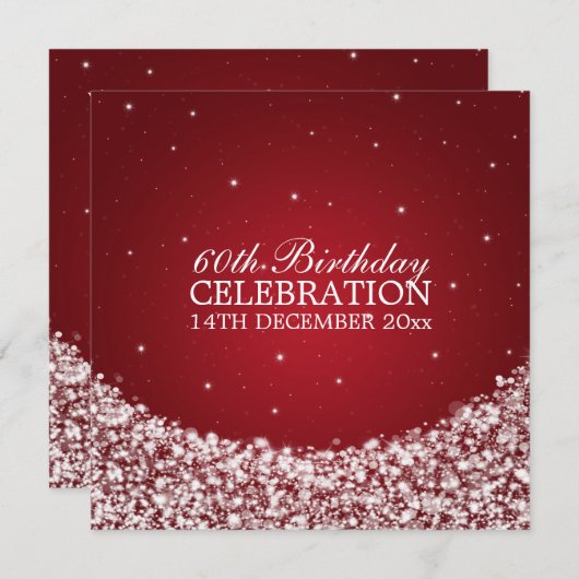 Elegant 60e verjaardag Star Sparkle Red Kaart (Voorkant / Achterkant)