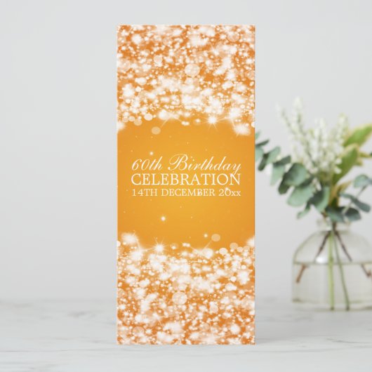 Elegant 60e verjaardag Star Sparkle Sinaasappel Kaart (Staand voorkant)