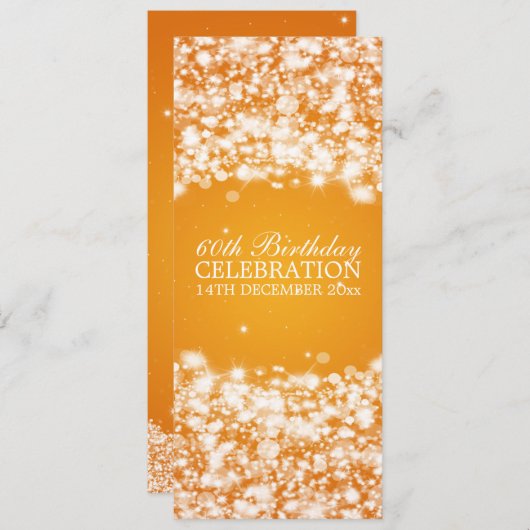 Elegant 60e verjaardag Star Sparkle Sinaasappel Kaart (Voorkant / Achterkant)