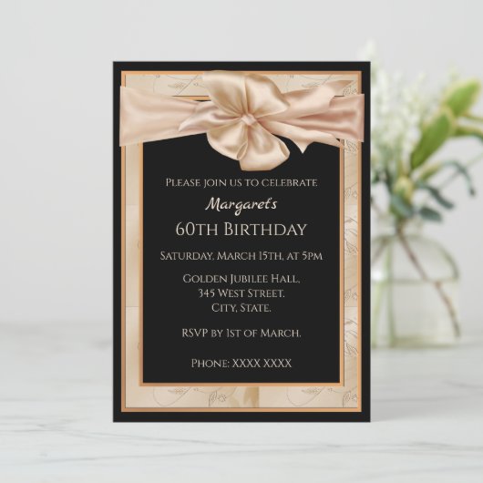 Elegant 60e verjaardag van het vrouwelijk goud en kaart (Staand voorkant)