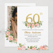 Elegant 60e verjaardag Waterverf Glit Kaart (Voorkant / Achterkant)