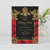 Elegant 60e verjaardag Zijderzijde Ruby Red Gold 2 Kaart (Staand voorkant)