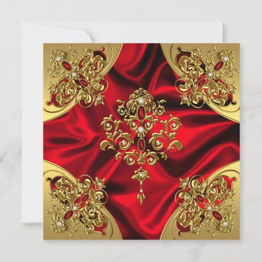 Elegant 60e verjaardag Zijderzijde Ruby Red Gold Kaart (Achterkant)