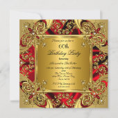 Elegant 60e verjaardag Zijderzijde Ruby Red Gold Kaart (Voorkant)