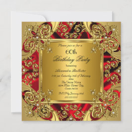 Elegant 60e verjaardag Zijderzijde Ruby Red Gold Kaart