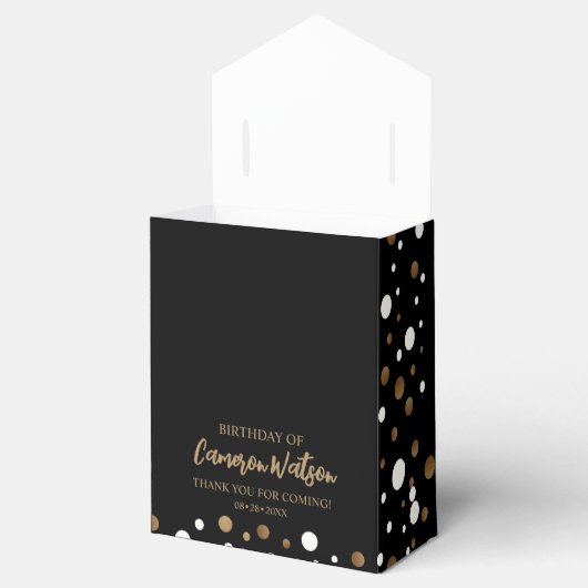 Elegant 60e verjaardag Zwarte gouden Confetti Aang Bedankdoosjes (Geopend)