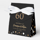 Elegant 60e verjaardag Zwarte gouden Confetti Aang Bedankdoosjes (Voorkant Zijde)