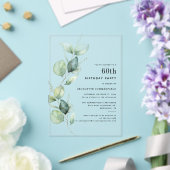 Elegant 60e verjaardagsfeest Eucalyptus Acryl Uitnodigingen (Insitu (Huwelijk))