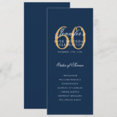 Elegant 60e verjaardagsfeest programma Navy Gold (Voorkant / Achterkant)