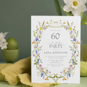 Elegant 60e verjaardagsfeestje Bloemen Waterverf Kaart