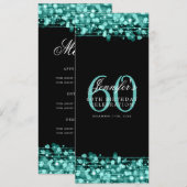 Elegant 60e verjaardagsfeestje menu Blauwgroen Kaart (Voorkant / Achterkant)