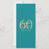 Elegant 60e verjaardagsfeestje Menu Gold Turquoise Kaart (Voorkant)