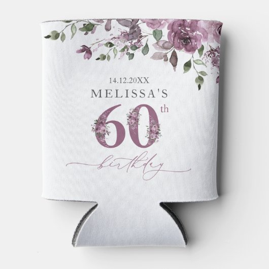 Elegant 60e verjaardagsfeestje Paarse Rozen Blikjeskoeler (Voorkant)