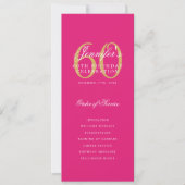 Elegant 60e verjaardagsfeestprogramma Hot Pink Gol Kaart (Voorkant)