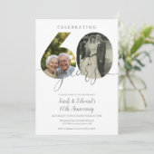 Elegant 60ste bruiloft Jubileum 2 Foto Kaart (Staand voorkant)