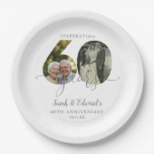 Elegant 60ste bruiloft Jubileum 2 Foto Papieren Bordje (Voorkant)