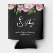 Elegant 60ste Verjaardag Roos Bloemen Blikjeskoeler (Voorkant)