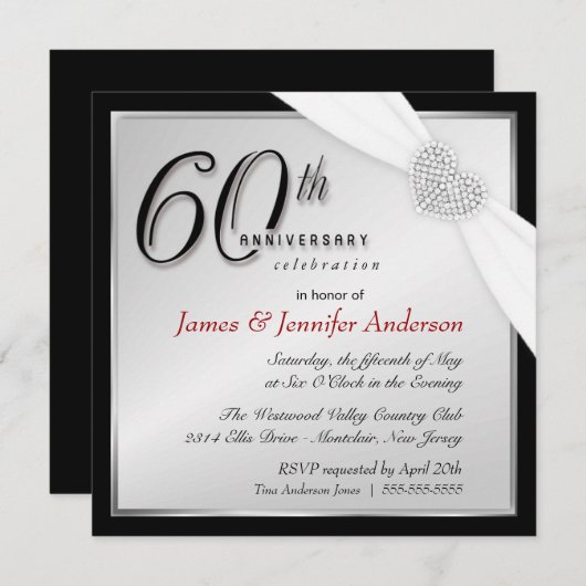 Elegant 60ste verjaardag Uitnodigingen van de Part (Voorkant / Achterkant)