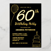 Elegant 60ste verjaardagsfeest Echt Goud Folie Uitnodiging (Voorkant)