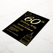 Elegant 60ste verjaardagsfeest Echt Goud Folie Uitnodiging (Gedraaid)