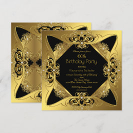 Elegant 60ste verjaardagsfeestje goud zwart diaman kaart
