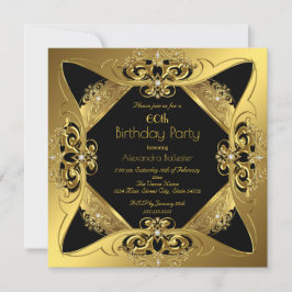 Elegant 60ste verjaardagsfeestje goud zwart diaman kaart