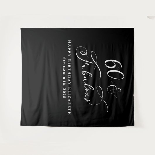 Elegant 60ste verjaardagsfeestje in het zwart wandkleed (Voorkant (horizontaal))