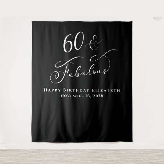 Elegant 60ste verjaardagsfeestje in het zwart wandkleed (Voorkant)