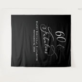Elegant 60ste verjaardagsfeestje zwart wandkleed (Voorkant (horizontaal))