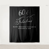 Elegant 60ste verjaardagsfeestje zwart wandkleed (Voorkant)