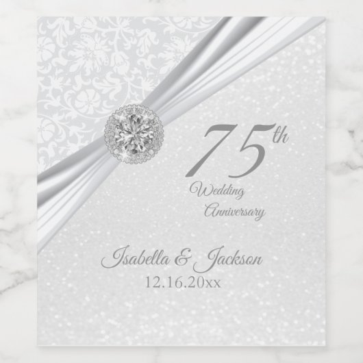 Elegant 60th/75th Diamond Jubileum Design Wijn Etiket (Enkel label)