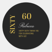 Elegant 60th Birthday Black en Gold Hartelijk dank Ronde Sticker (Voorkant)