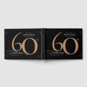 Elegant 60th Birthday Black Gold Script Aangepast Gastenboek (Volledig)