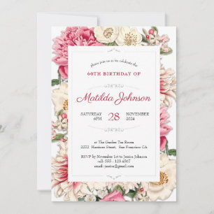 Elegant 60th Birthday Floral Botanical Custom Kaart