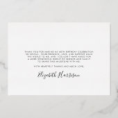 Elegant 60th Birthday Foil Thank You Card Folie Uitnodiging (Achterkant)