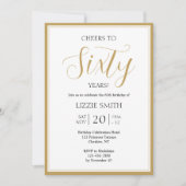Elegant 60th Birthday Invitation Black and Gold Kaart (Voorkant)