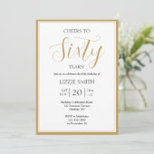 Elegant 60th Birthday Invitation Black and Gold Kaart (Staand voorkant)