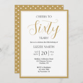 Elegant 60th Birthday Invitation Black and Gold Kaart (Voorkant / Achterkant)